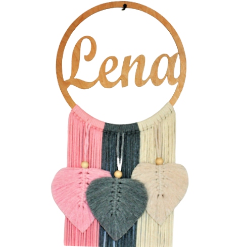 Lapač snů s boho jménem makramé 20 cm Dárek Narozeniny Křest Narození