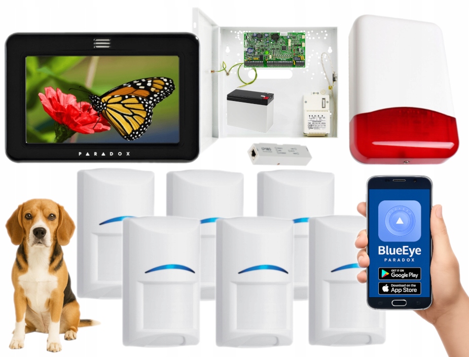System Alarmowy Do Domu Paradox LCD Wifi 6 Czujek Bosch Pet Aplikacja