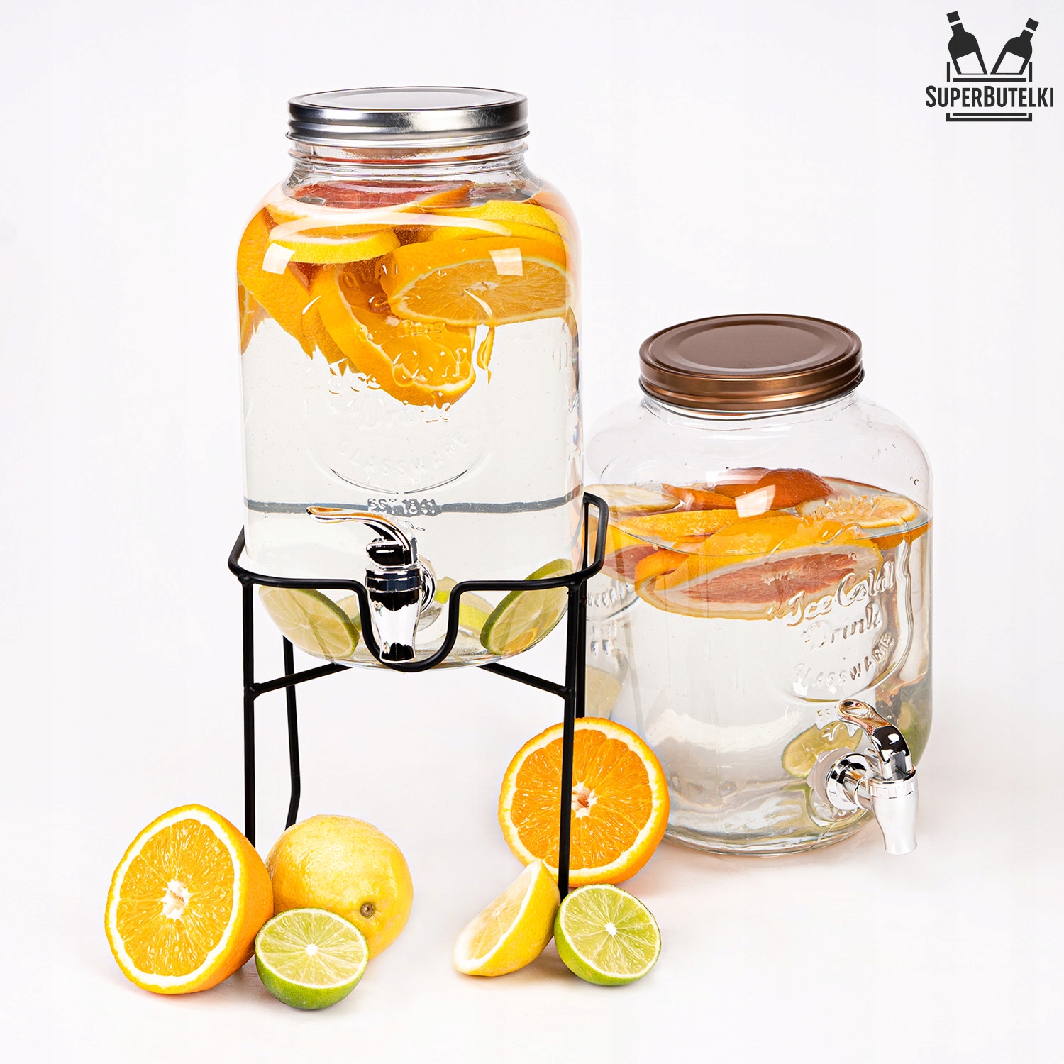 Słój 4 L na napoje soki wodę lemoniadę mrożoną herbatę z kranikiem +STOJAK Marka SuperButelki