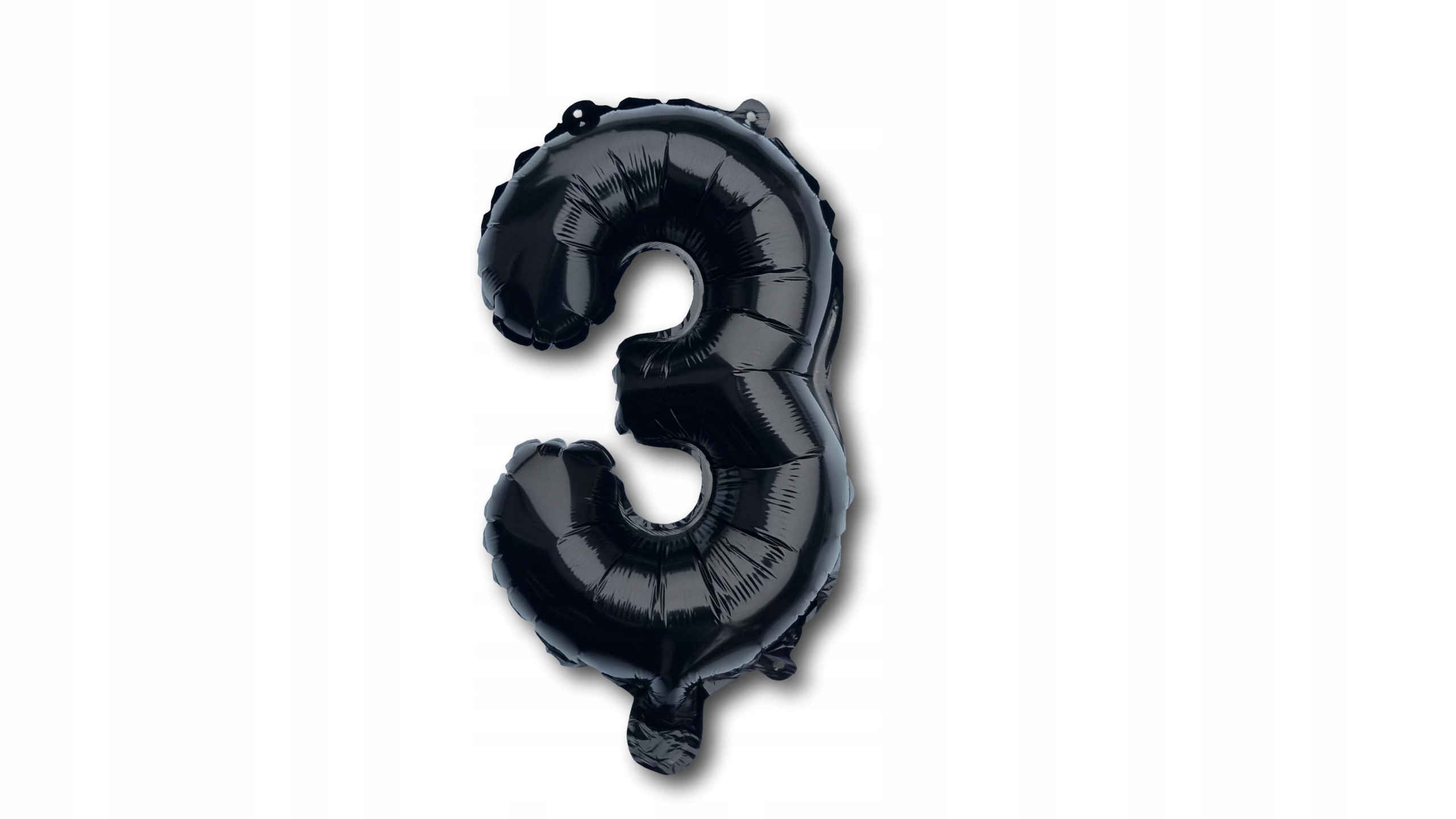 BALON FOLIOWY CYFRA 3 CZARNY 40 CM