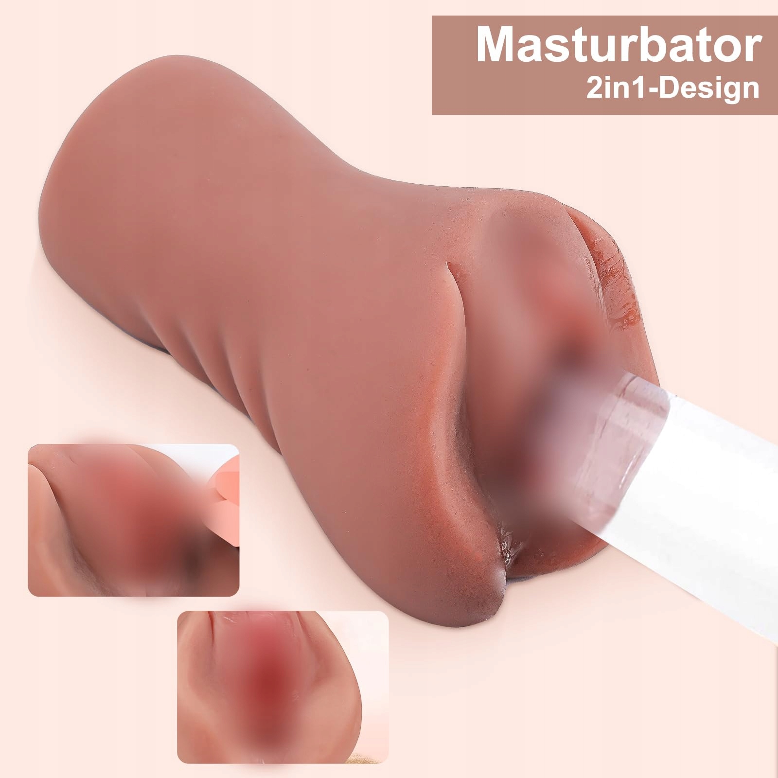 2IN1 Masturbator Dla Mężczyzn Realistyczna Kieszonkowa Waginalna Analna 3D — miniatura 4