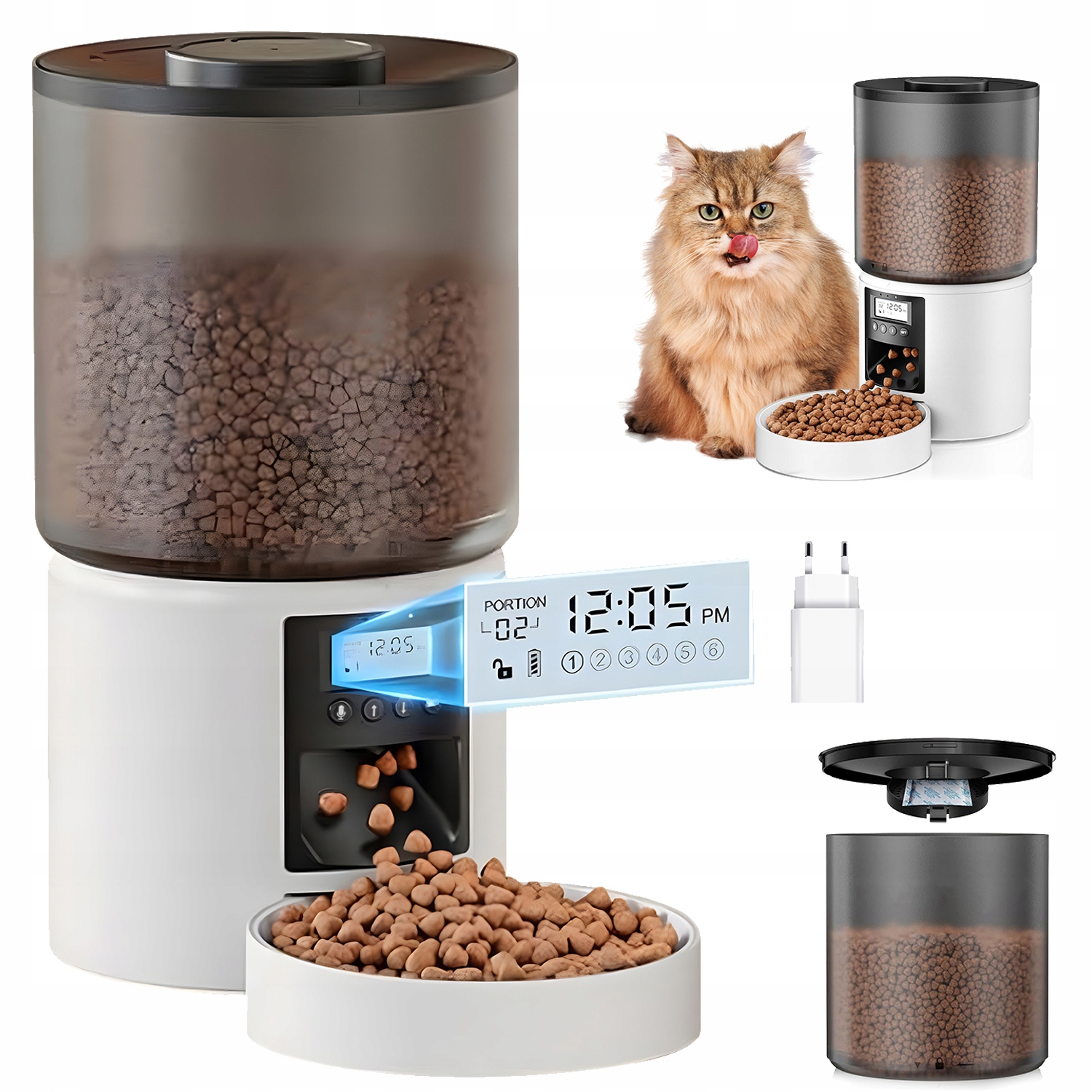 Levně Podavač Krmiva Miska Pro Kočky A Psa Dávkovač 4 L S Časovačem A Kontrolou Porcí