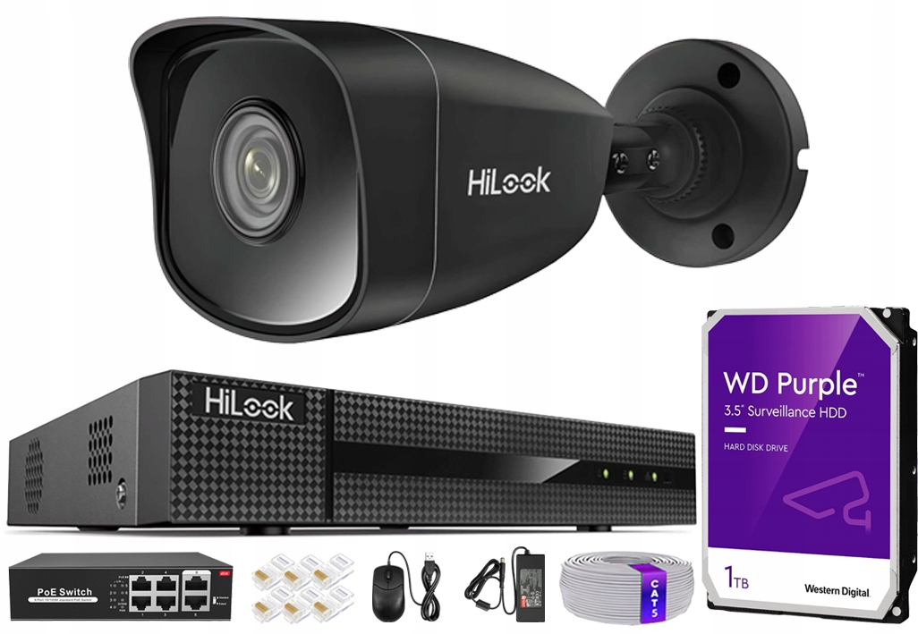 Monitorovanie domu Sada 1 Kamera Čierna 5Mpx Nahrávač na skrútený disk 1TB