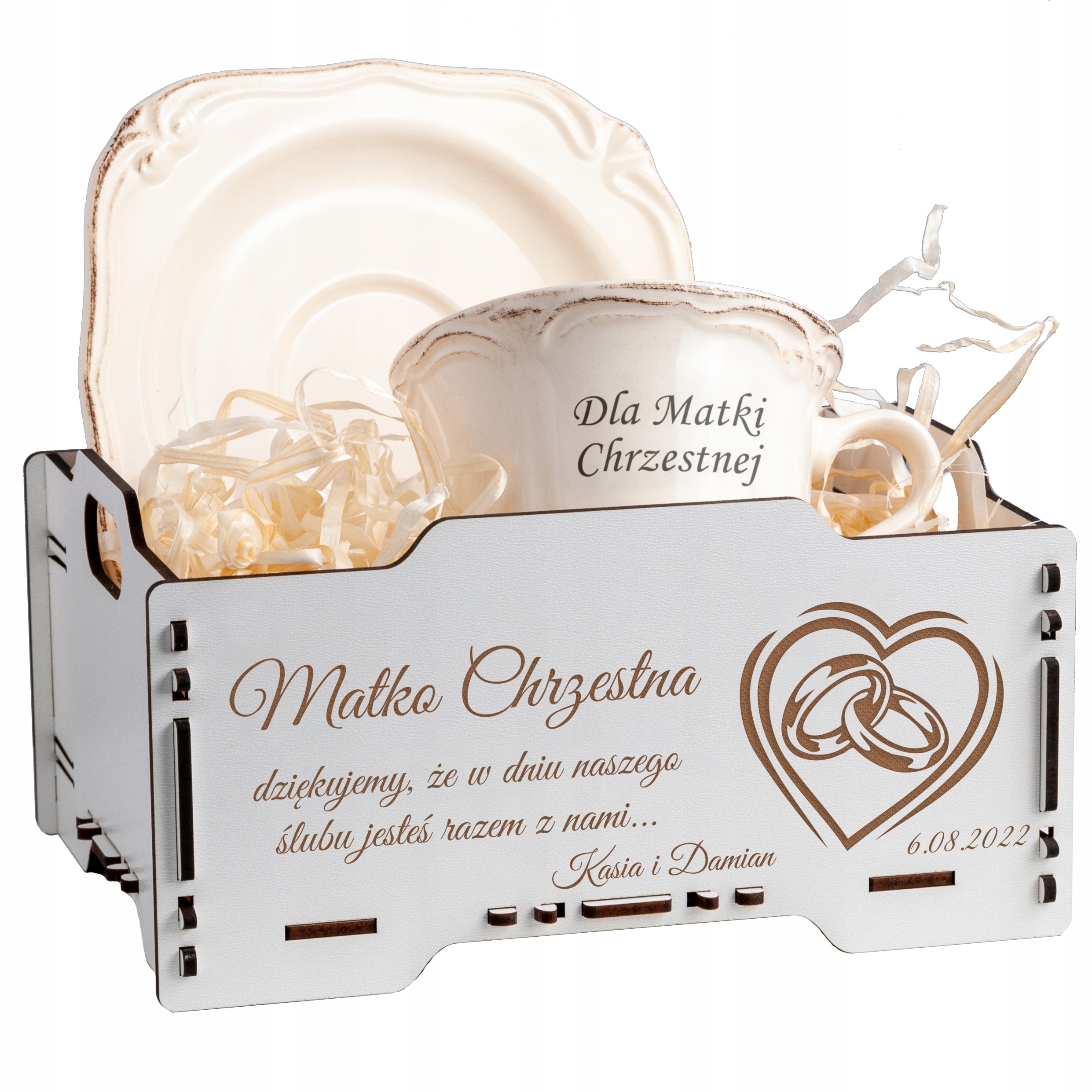 Podziękowanie Matki Chrzestnej Ślub Box Personalizowany Filiżanka