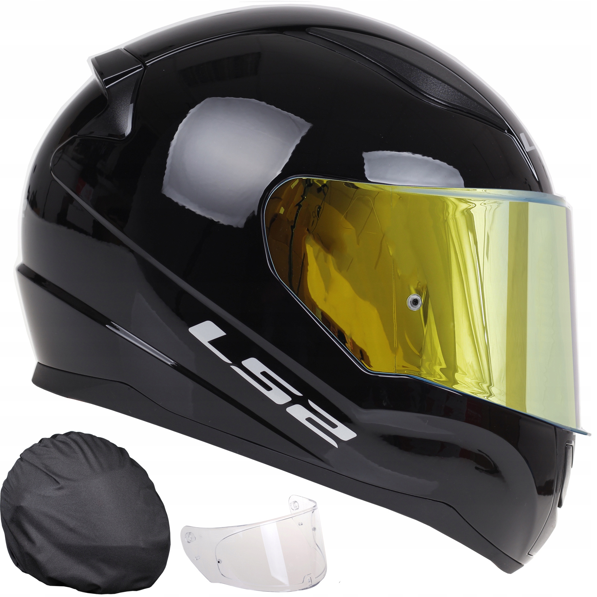 LS2 FF353 RAPID II KASK MOTOCYKLOWY CZARNY POŁYSK SYSTEM PINLOCK 2 SZYBY