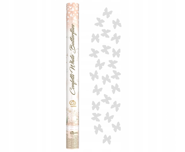 ARMATA TUBA STRZELAJĄCA BIAŁYM KONFETTI MOTYLE 60 CM