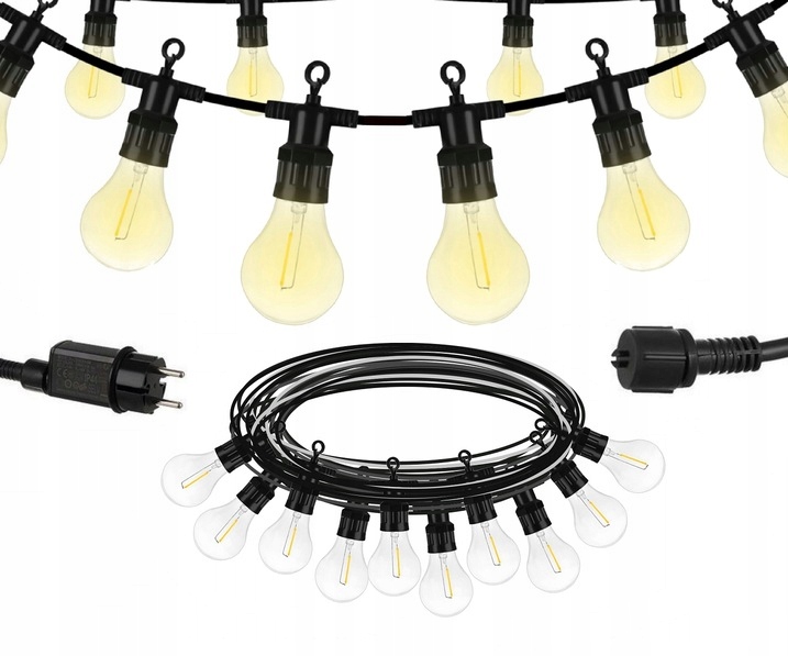 GIRLANDA ŚWIETLNA Ogrodowa Lampki ogrodowe do ogrodu 20m METRÓW 20 LED