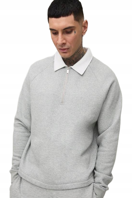 Boohooman Pánská Mikina Šedá S Límcem XXL Z3A