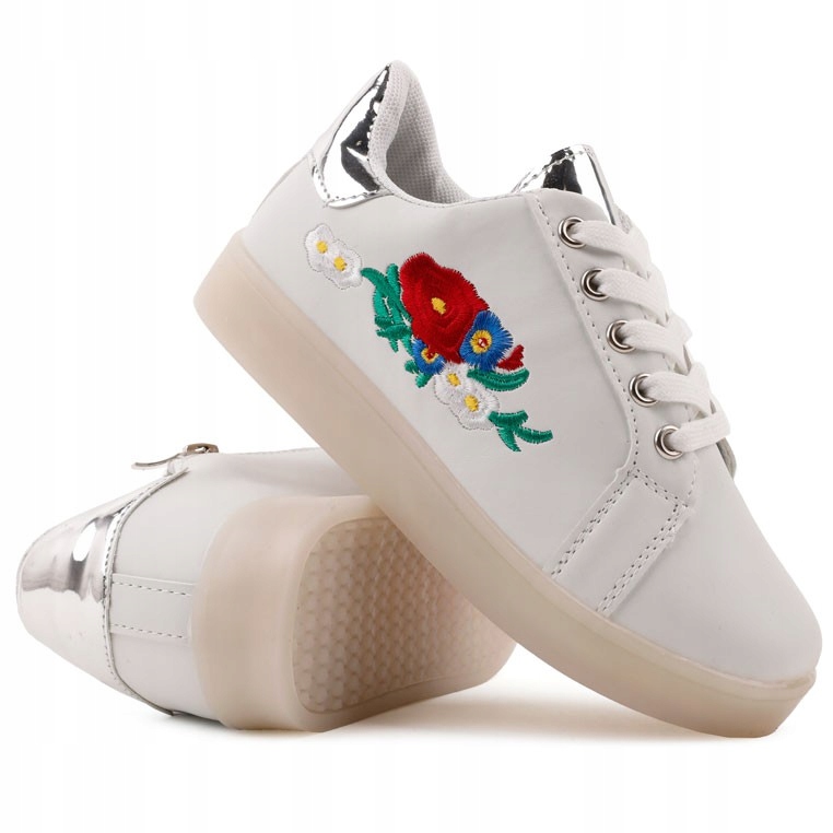 

Białe Buty Dziecięce Sportowe Dziewczęce Lekkie