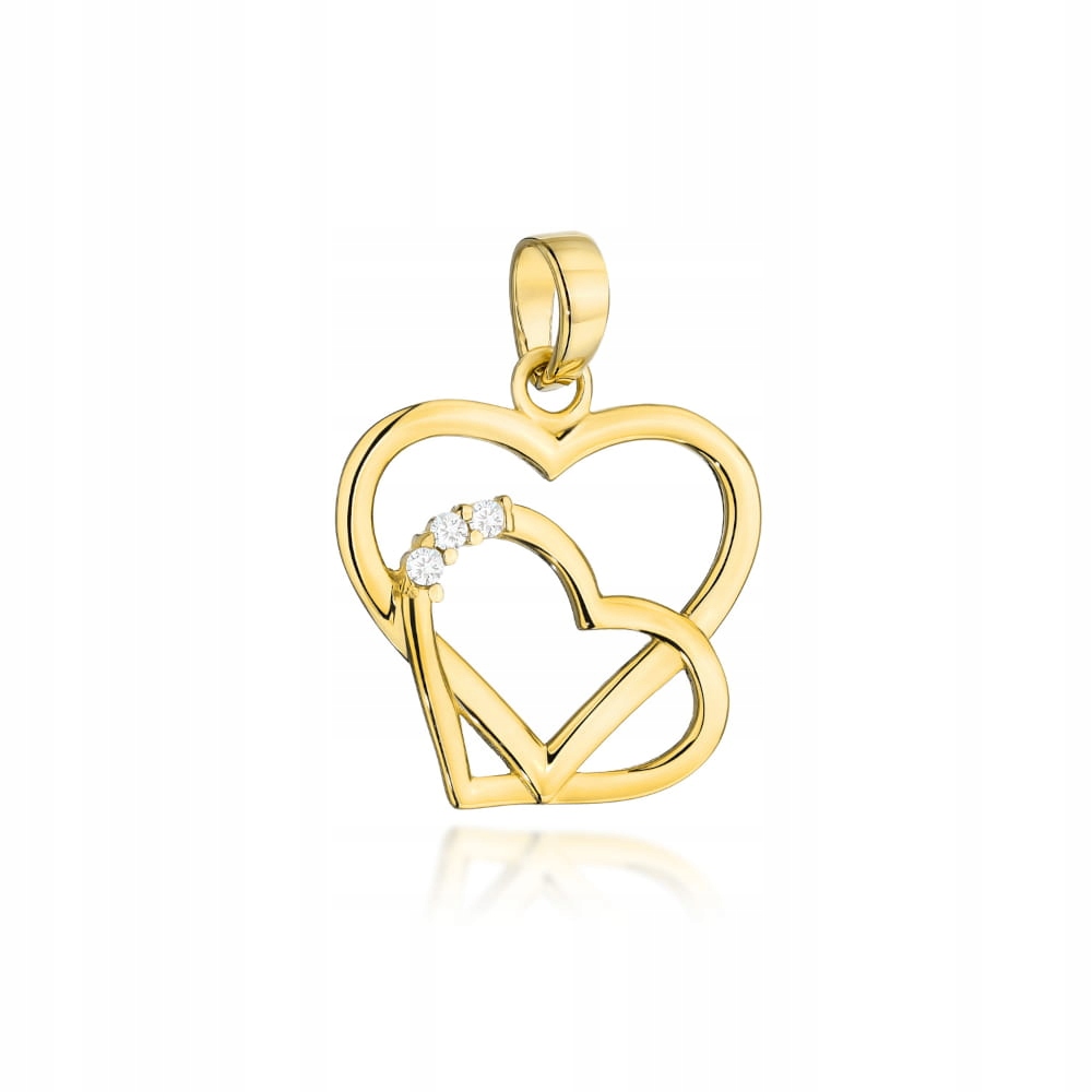 Zlatý přívěsek 585 s srdíčky a zirkony 0.9 g pro důležité příležitosti