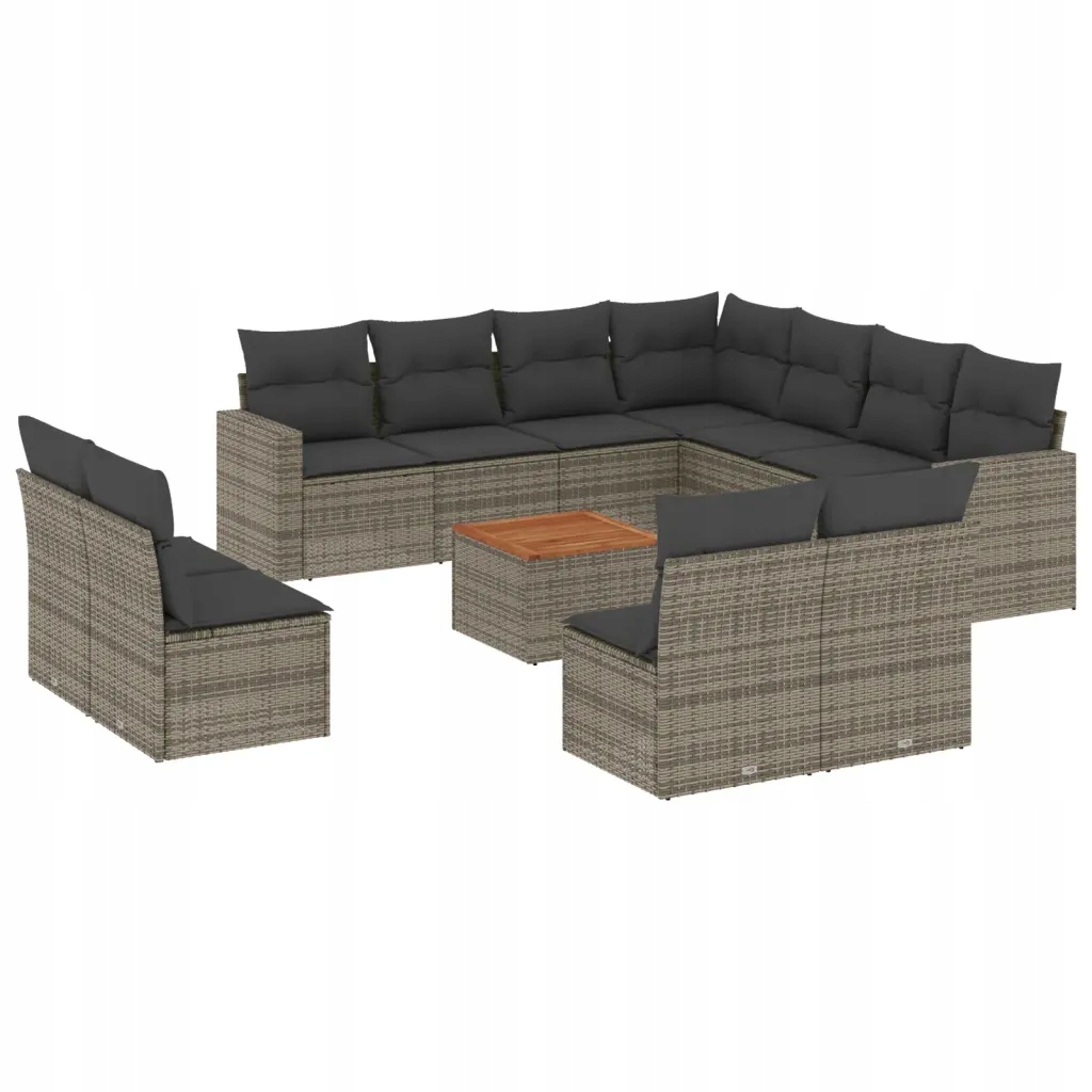 Set zahradního nábytku technorattan vidaXL šedý 12 el.