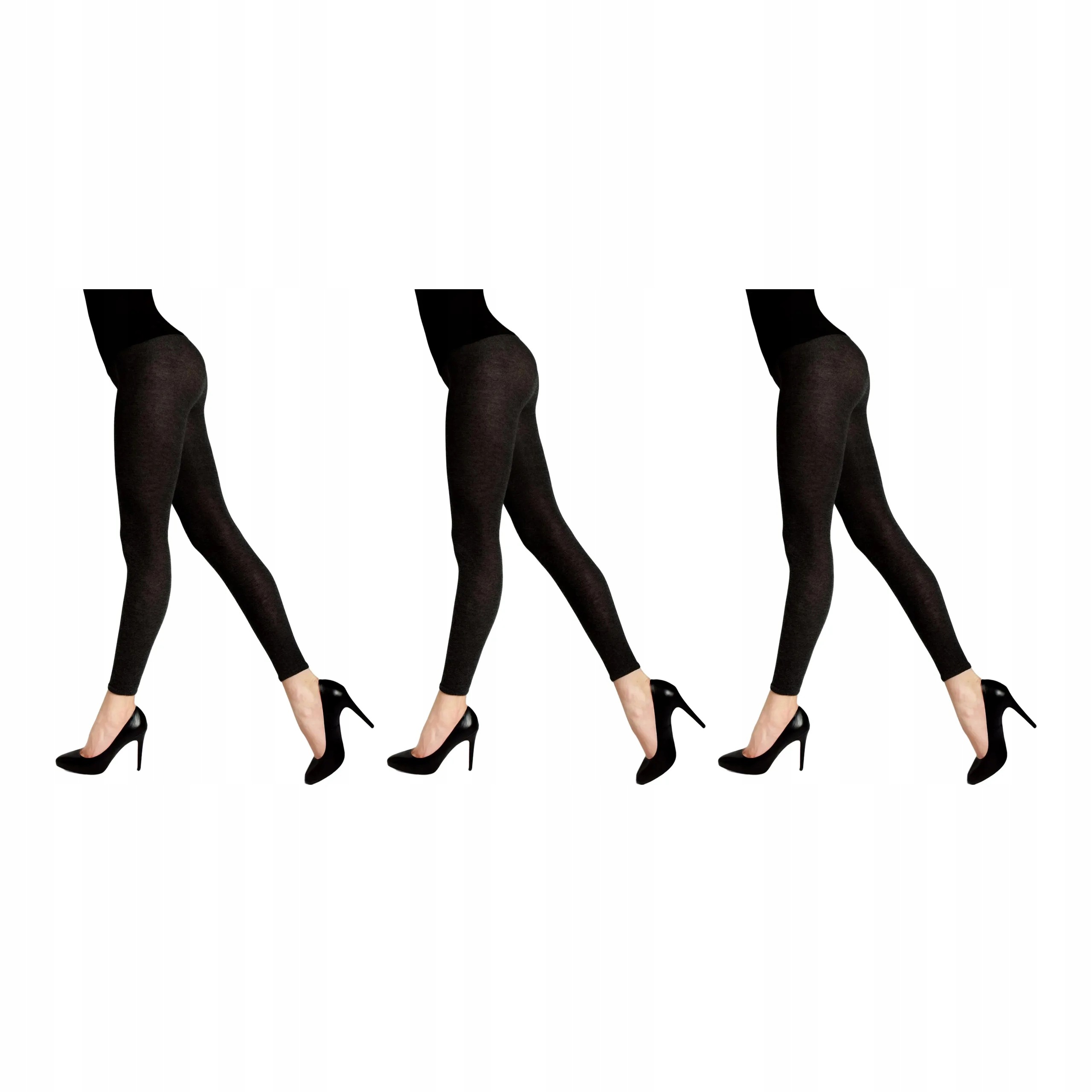 3 páry Dámské bavlněné legíny s vlnou 608 Cotton Legs 3x Černá 4-L