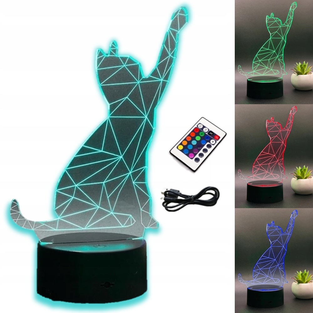 

Lampka Nocna Kot 3D Led Rgb Pilot