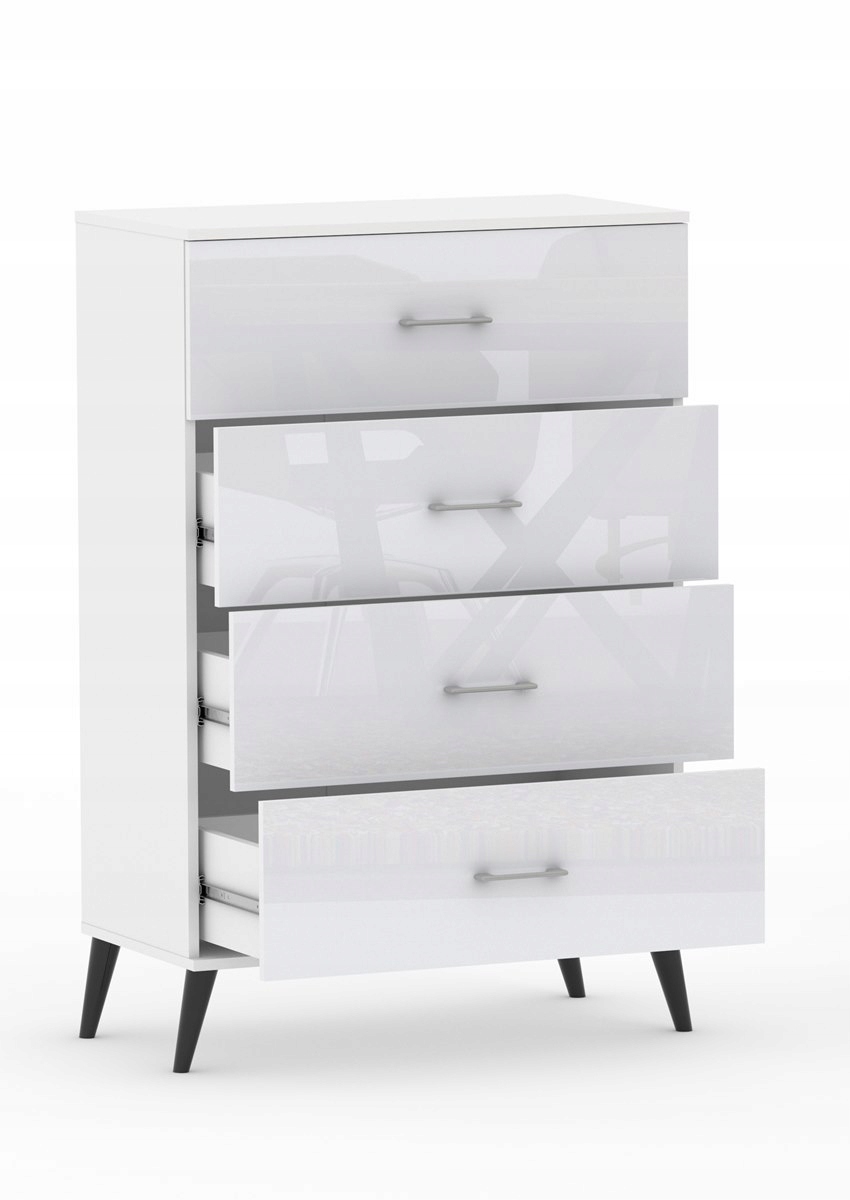 Komoda na nóżkach nowoczesna do salonu pokoju 80 x 40 x 117cm biały połysk