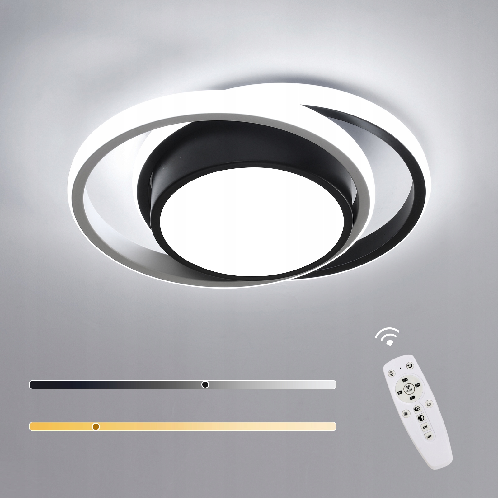 Led Stropní Svítidlo Plafon Bílé Černé Kulaté do Obýváku Stmívatelné Dálkové Ovládání 32W