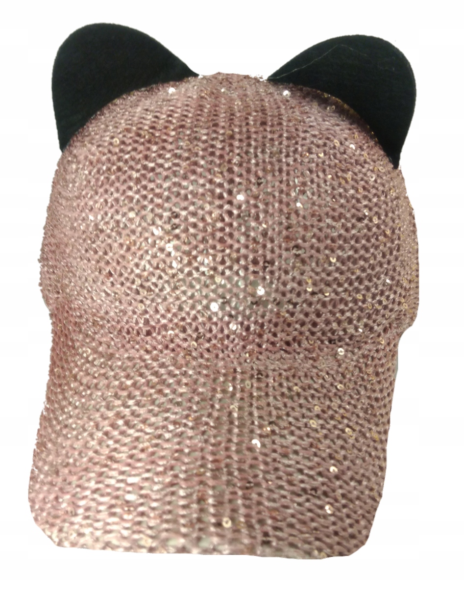 

Czapka Z Daszkiem Uszy Cekin Uniwersalna Blady Róż