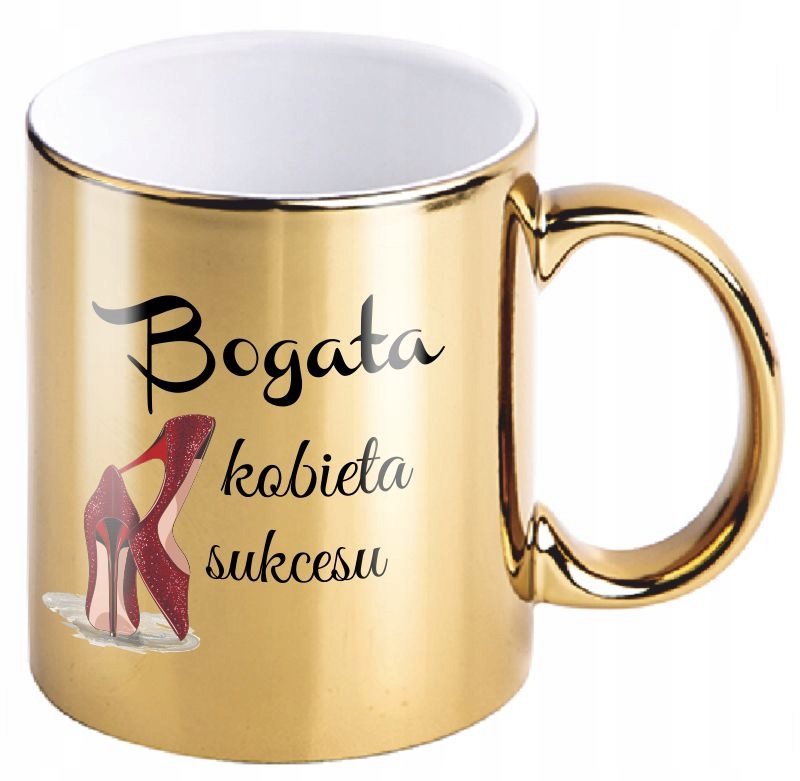 

Piękny złoty kubek Bogata Kobieta Sukcesu