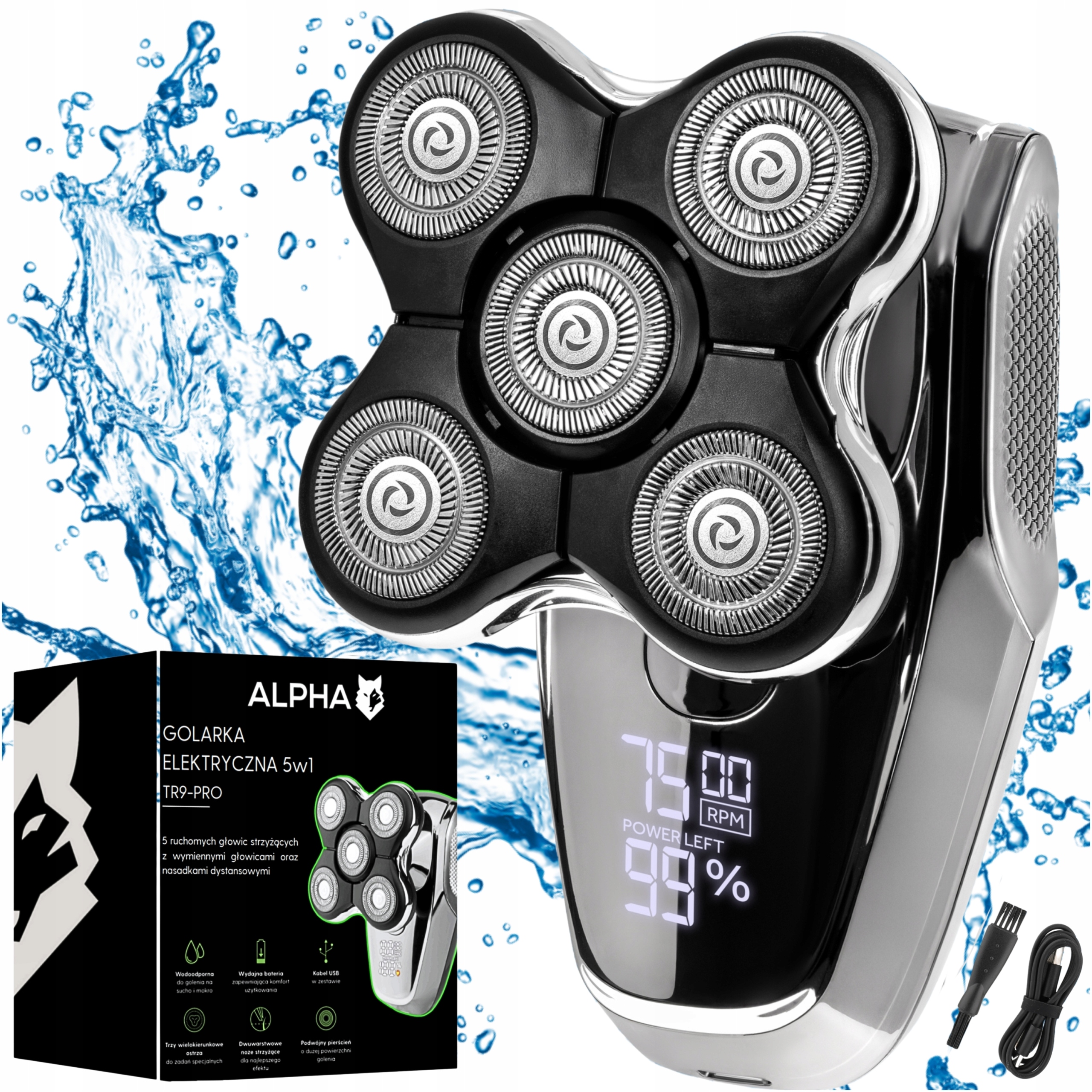 Golarka Maszynka do Golenia Brody, Włosów i Głowy Alpha