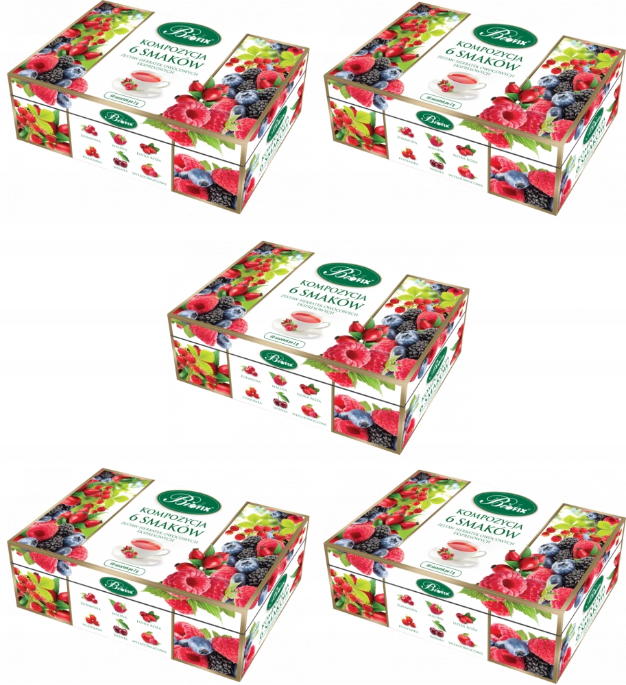 Herbata Biofix Bifix Owocowa Kompozycja MIX 6 Smaków 60 Szt x 5