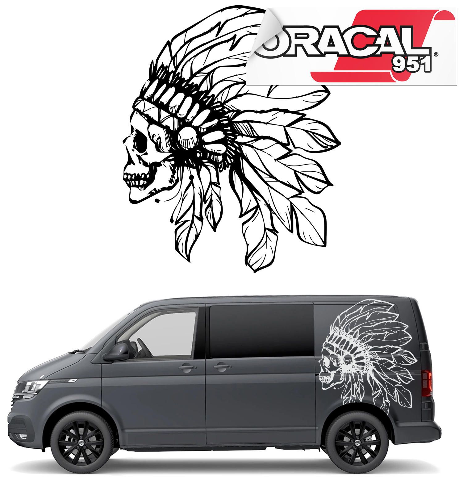 Наклейки на сторону автомобиля череп индийский 60X73CM