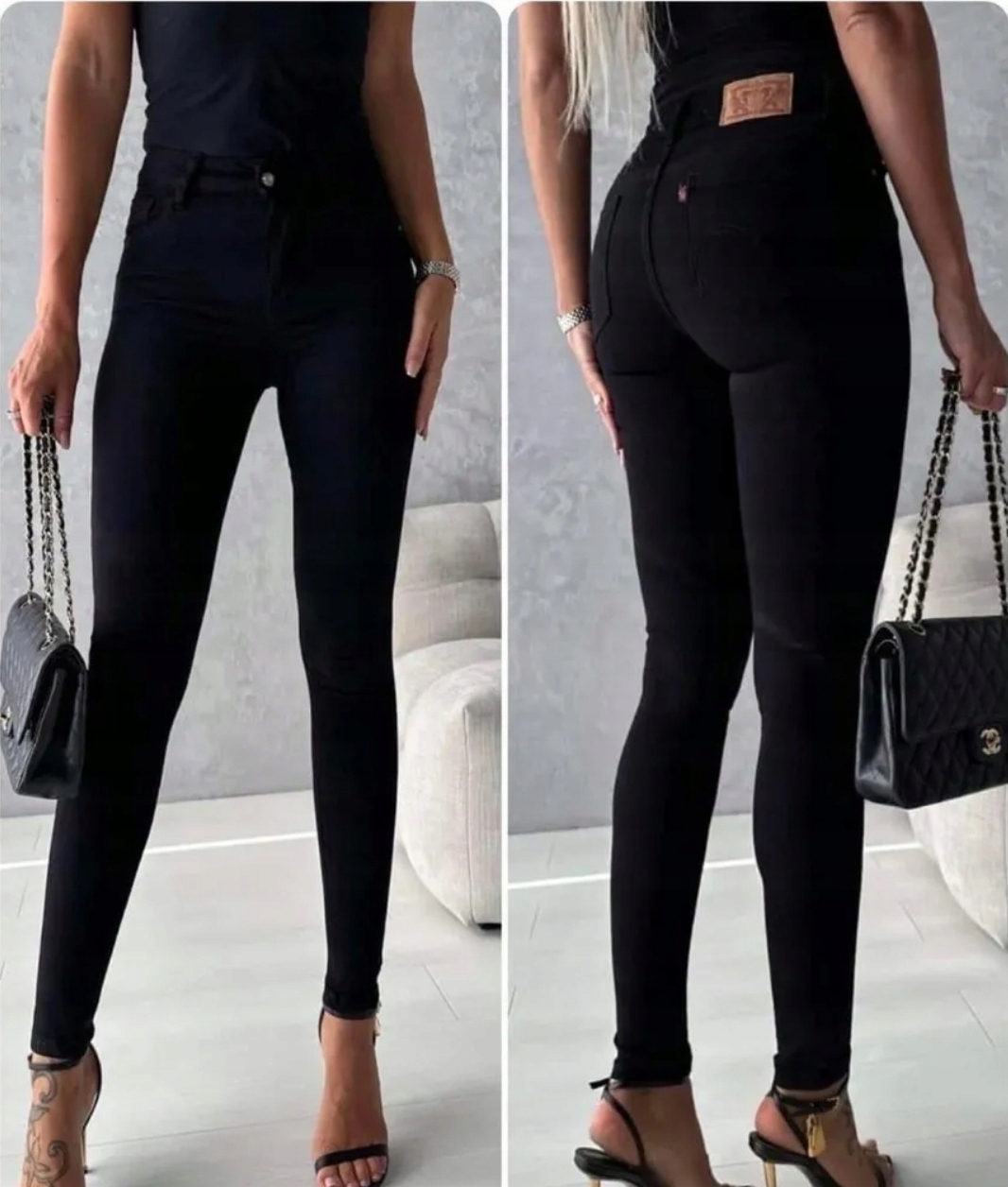 CZARNE SPODNIE JEANSOWE UCIĄGLIWE RURKI ALA LEVISKI MODELUJĄCE PLUS SIZE 34 Fason rurki