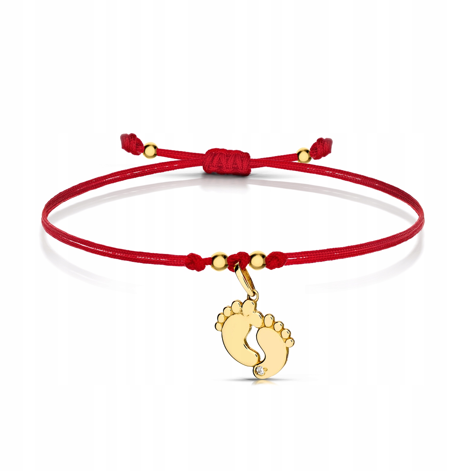 Zlatý Náramek Šňůrkový Briliant Stopy Gravírování