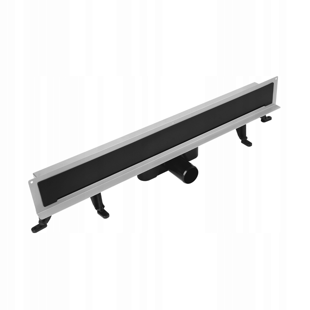 Lineární odtok Vogi plný rošt Černý 60 cm Nízký Sifon fi 50 ocel