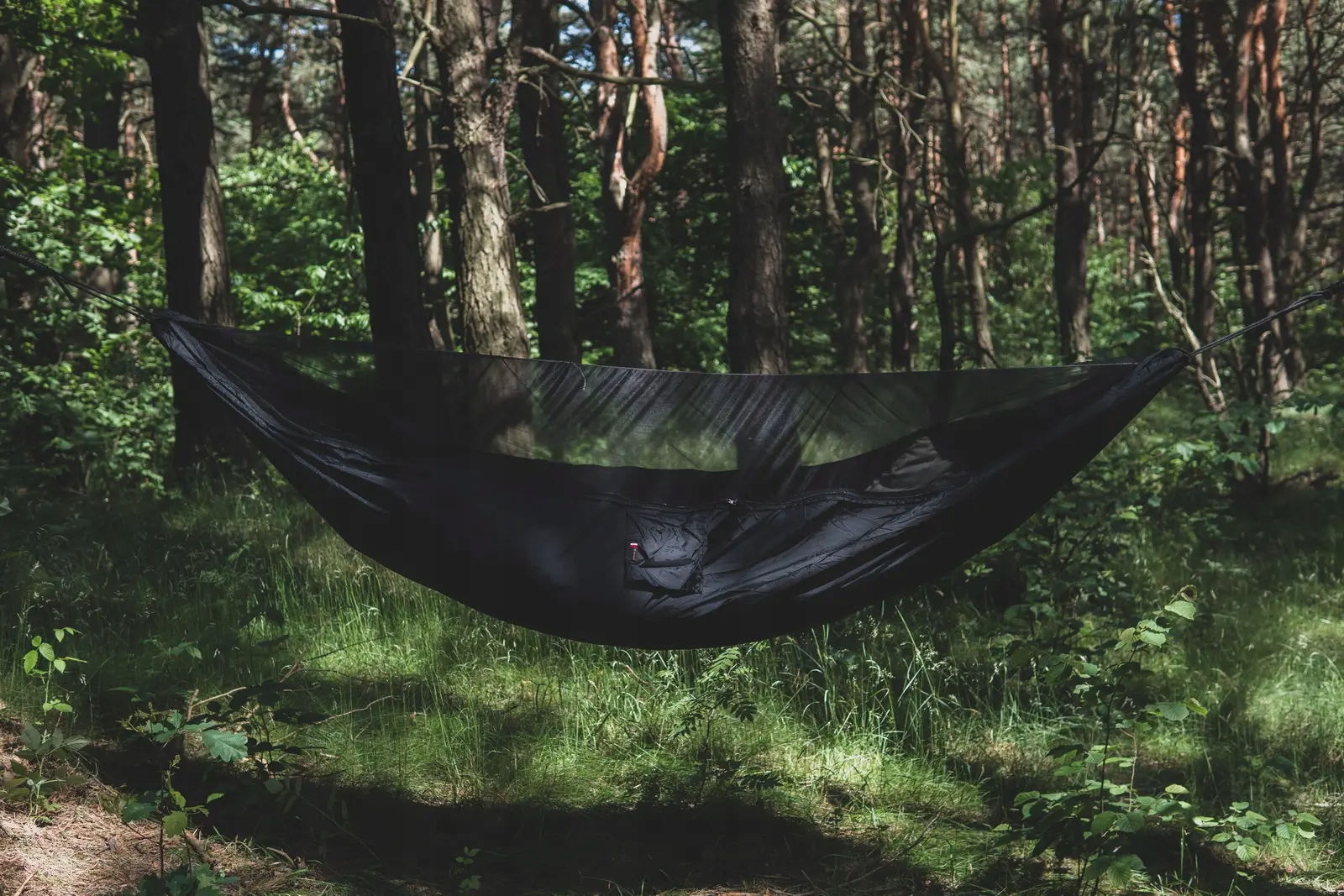 Hojdacia sieť ľahká Vážka V2 čierna Long 350 cm s moskytiérou Single Zip
