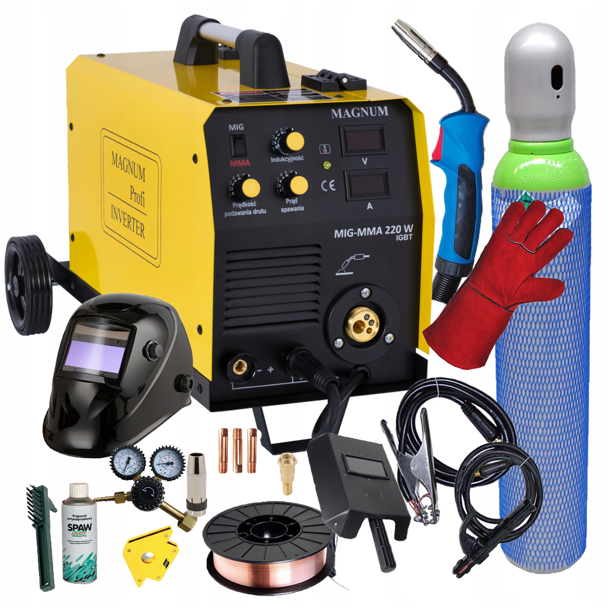 Spawarka Magnum Mig 220W Mma Migomat 200A 2w1 Zestaw Mig Tig Lift Mma 3W1