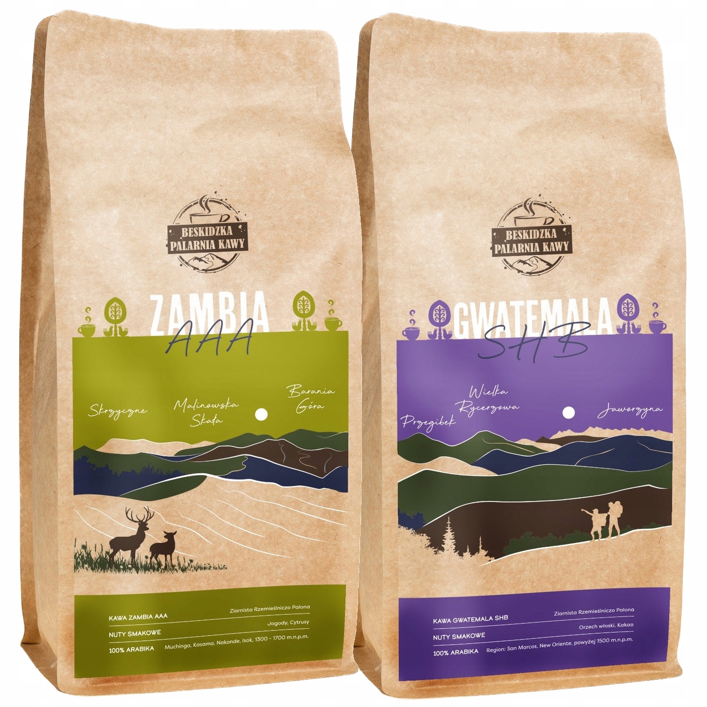 Levně Čerstvě Pražená Káva Zrnková Zambie Aaa 1KG Guatemala Shb 1KG 100% Arabica
