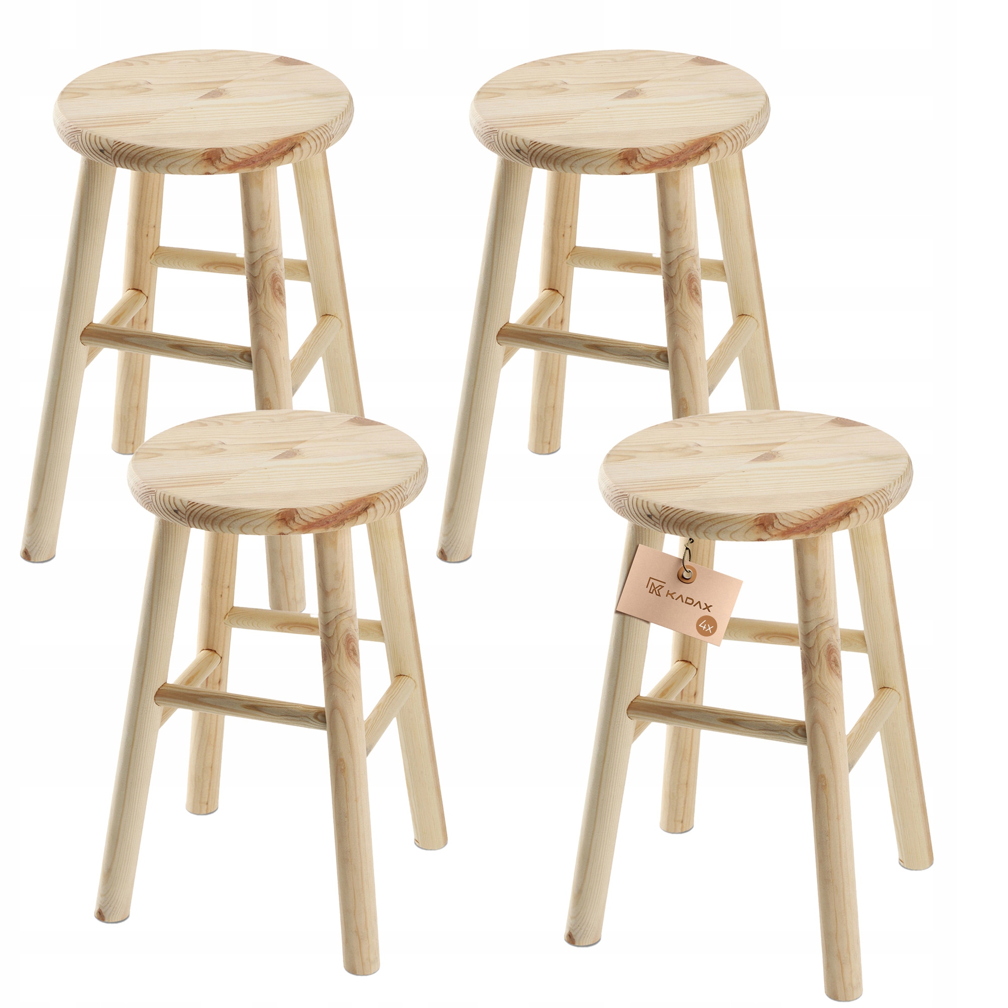 

Kadax Taboret Drewniany Stołek Krzesło 46cm 4szt