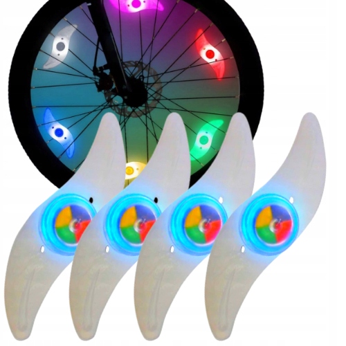 4x LAMPKI ROWEROWE LED NA SZPRYCHY KOŁA ROWER NAKŁADKA NA KOŁO ROWEROWE Liczba trybów świecenia 3
