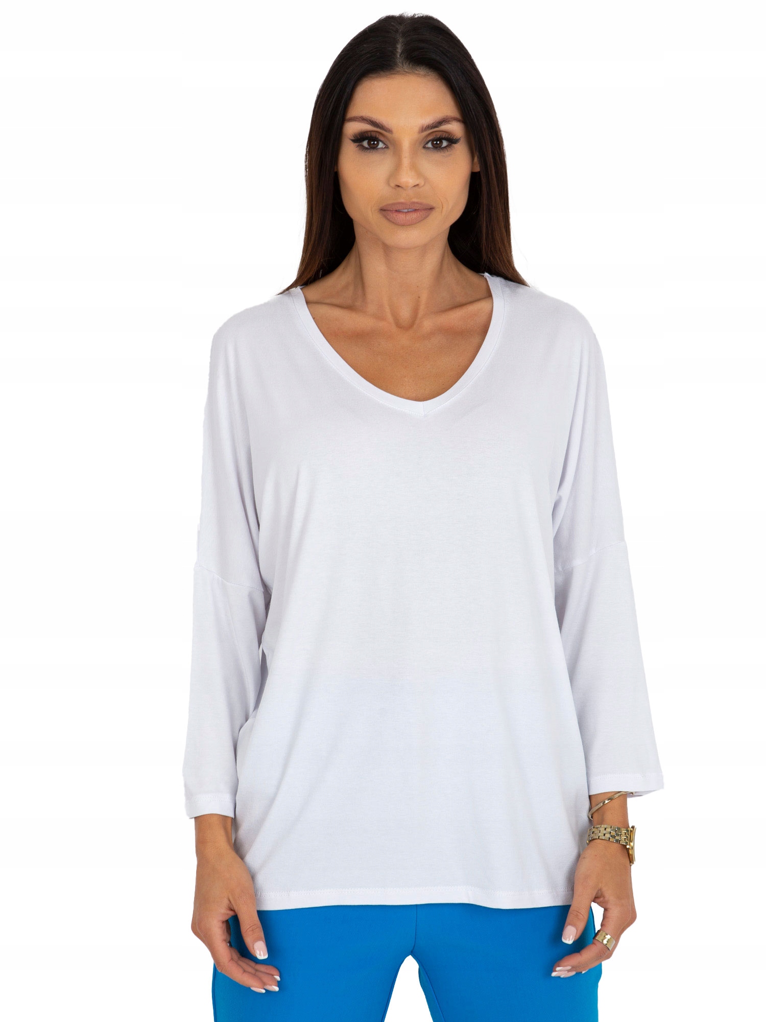 

Bluzka Oversize damska z dekoltem w serek