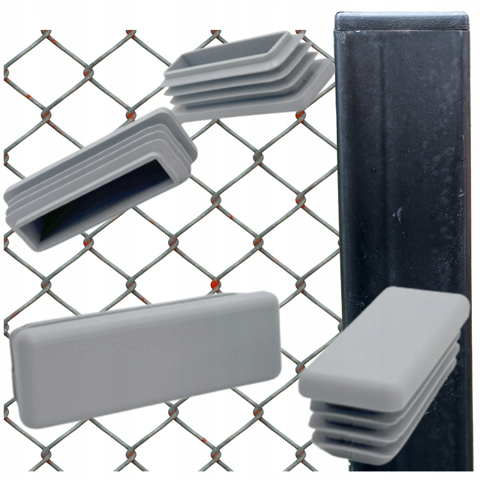 Vnitřní krytka na profil sloupku stříšky 80x20 50 Ks Šedá