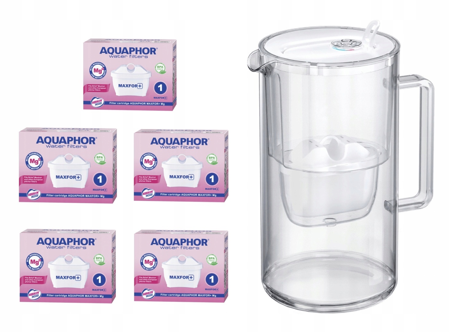 Dzbanek filtrujący szklany Aquaphor Glass 2,5l Biały 5 Maxfor+ Mg