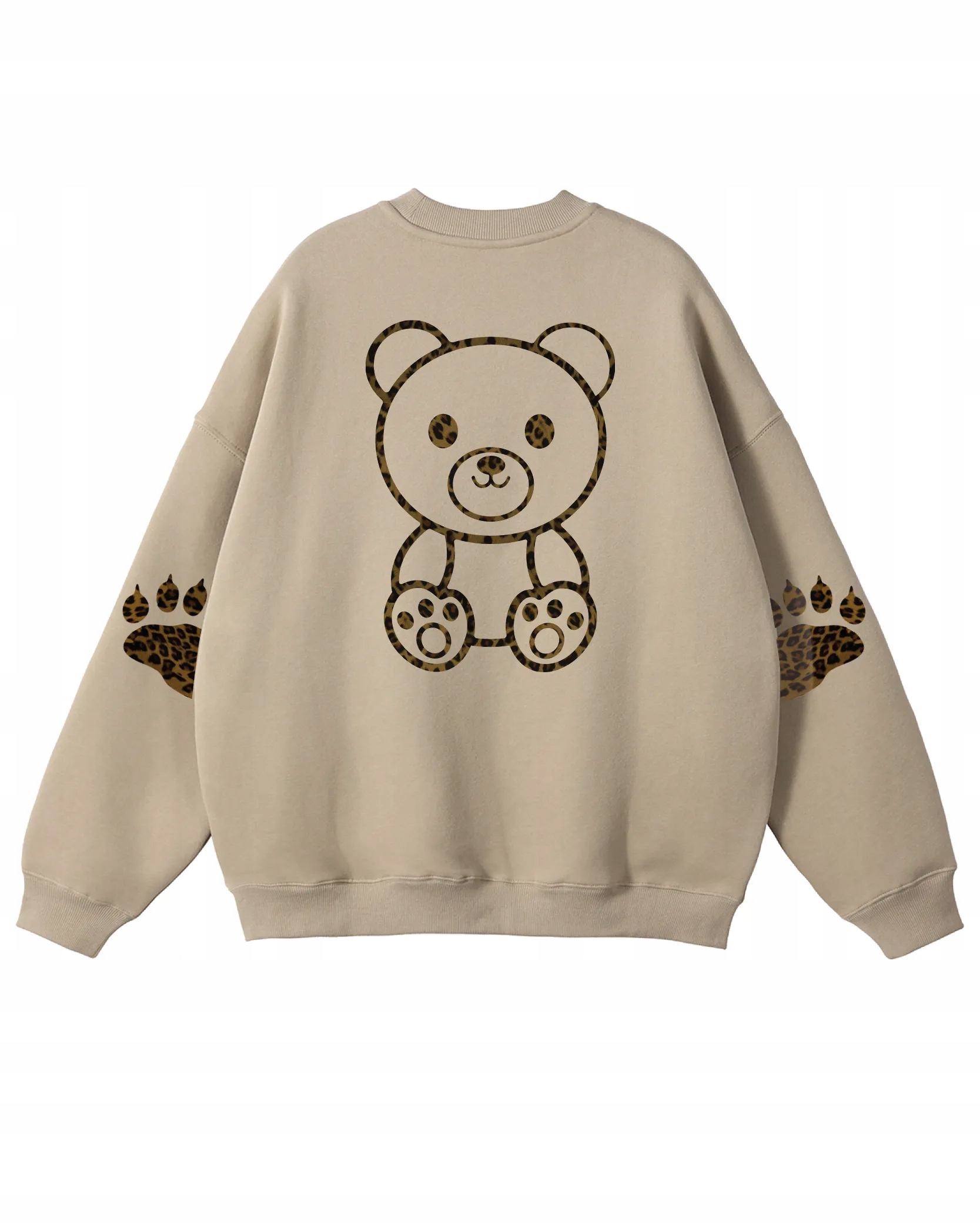 Oversize mikina s potiskem s leopardím vzorem vzor, béžová, XXL