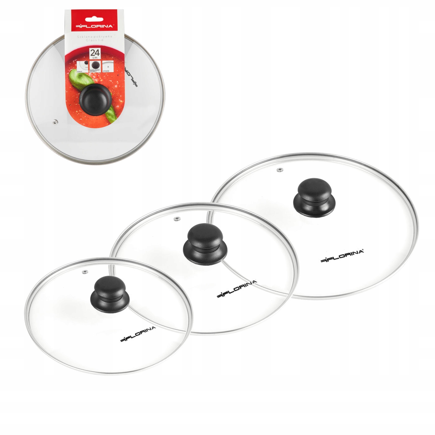 

Zestaw pokrywek żaroodpornych Florina 20/24/28 cm