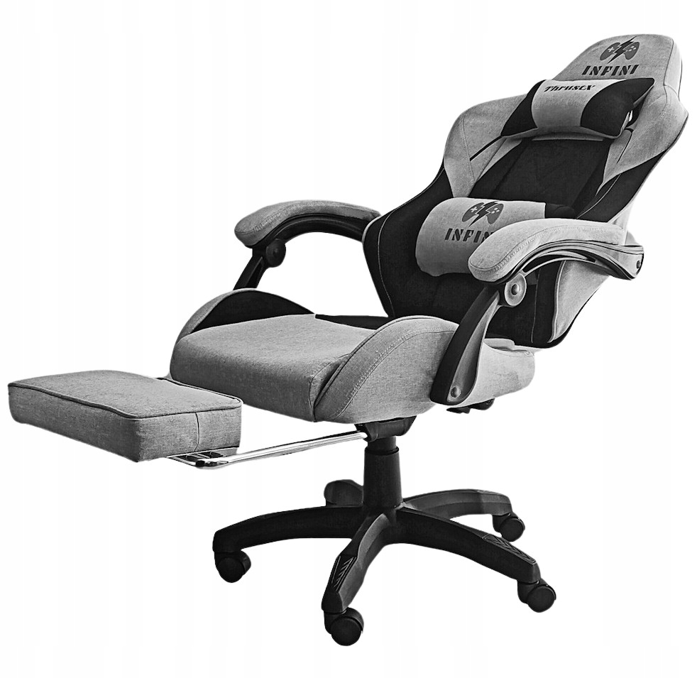 Herní Křeslo ThrustX Black/Light Gray Světle šedé Kelímkové Vip Mocné Pro