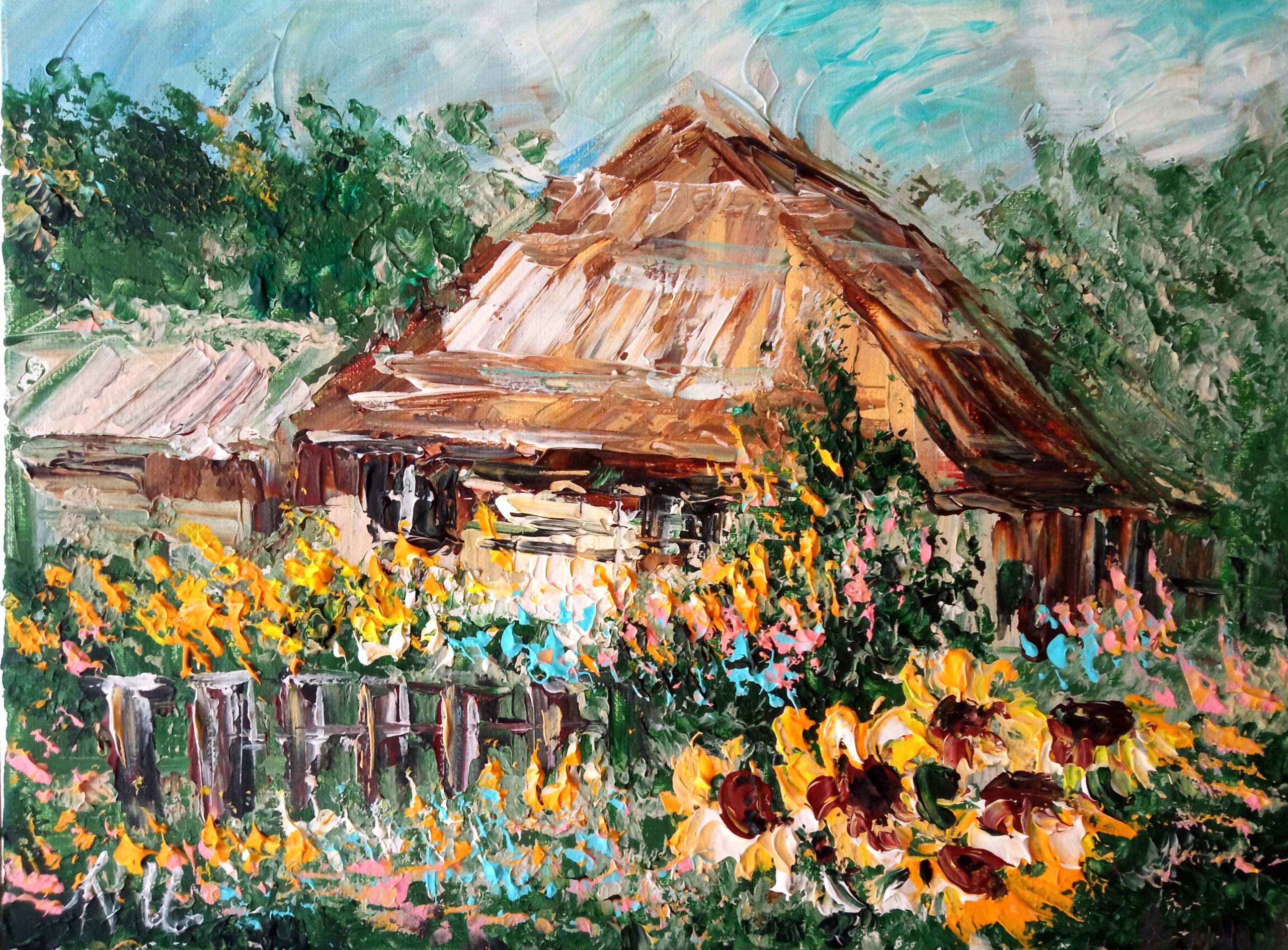 N.Urbanowicz Stara Chata przy Słonecznikach... Obraz...NOVA ART