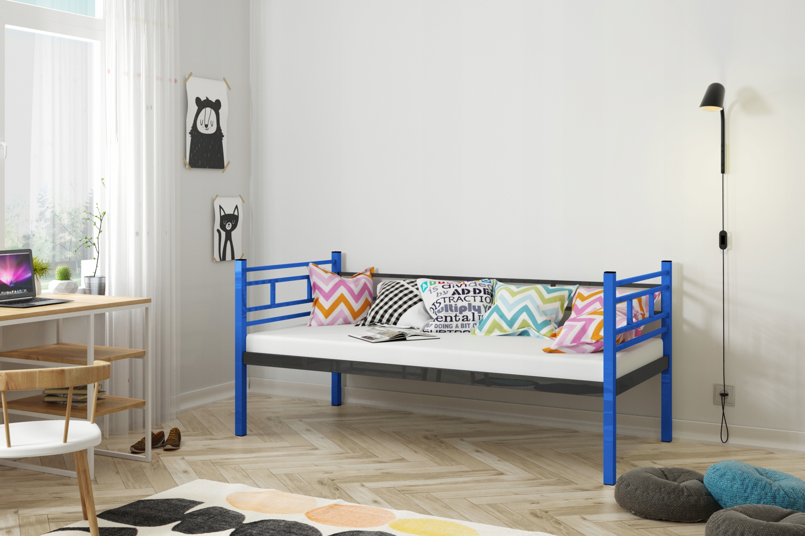 ŁÓŻKO METALOWE POJEDYNCZE Z MATERACEM KIESZENIOWYM Materiał korpusu metal