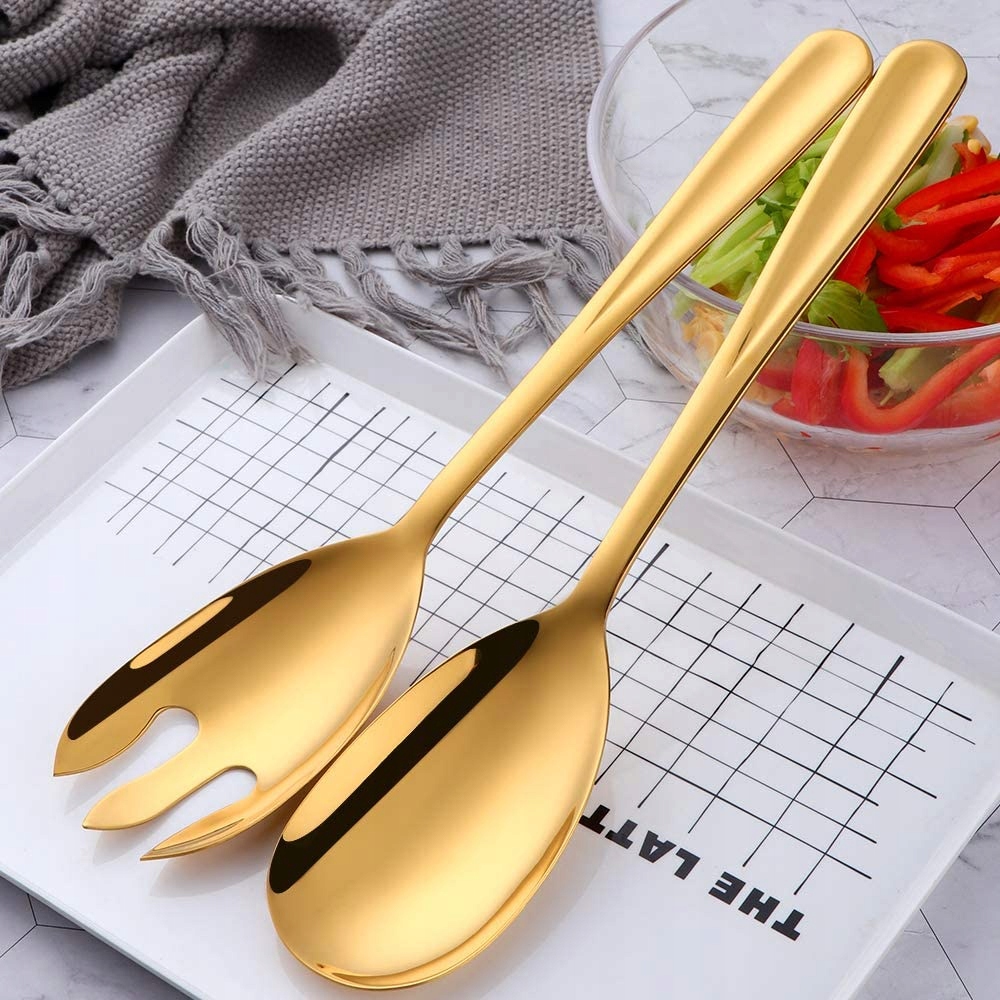 Złote łyżki do serwowania sałatkowe JAKOŚĆ DŁUGIE 30 cm Marka inna
