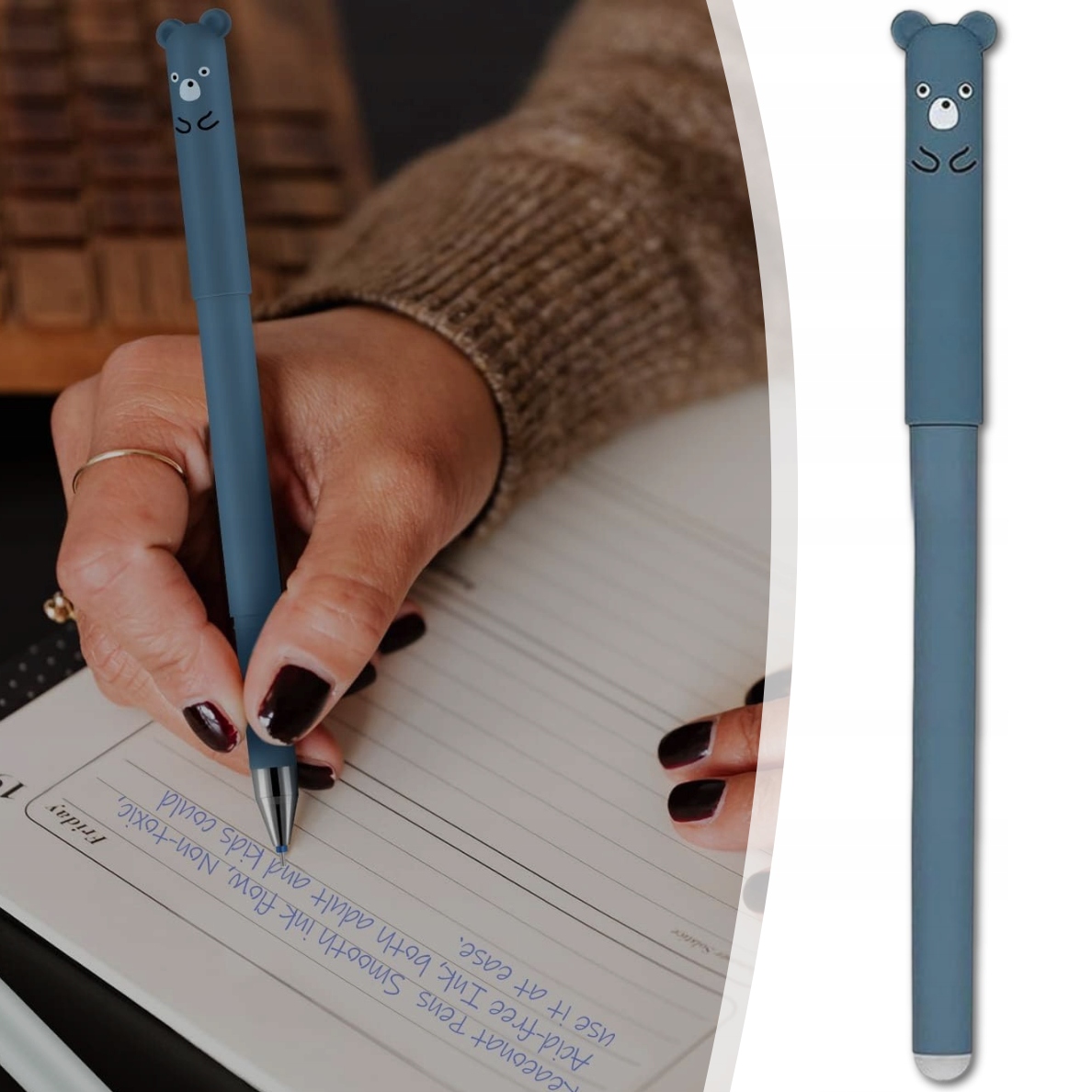 4x DŁUGOPIS ZMAZYWALNY WYMAZYWALNY NIEBIESKI ZWIERZAKI DO PISANIA 14,5cm Rodzaj wymazywalny