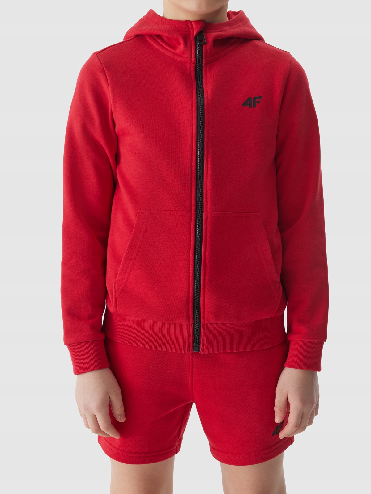 BLUZA 4F CHŁOPIĘCA DRESOWA ROZPINANA Z KAPTUREM - CZERWONA r. 158 Rozmiar (new) 158 (153 - 158 cm)