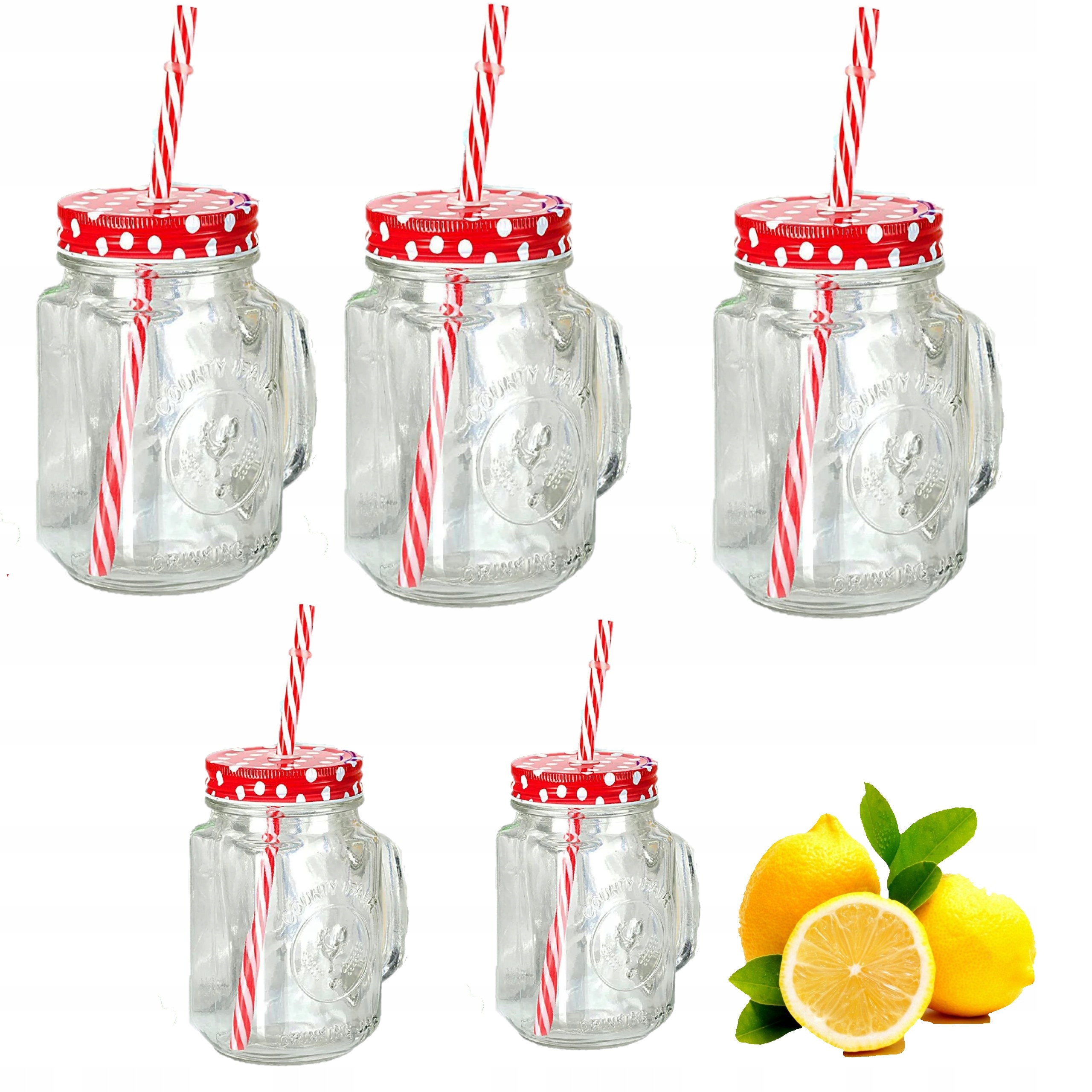 

Szklanki Słoik z słomką 450ML Kubek Słoiki 6 Sztuk