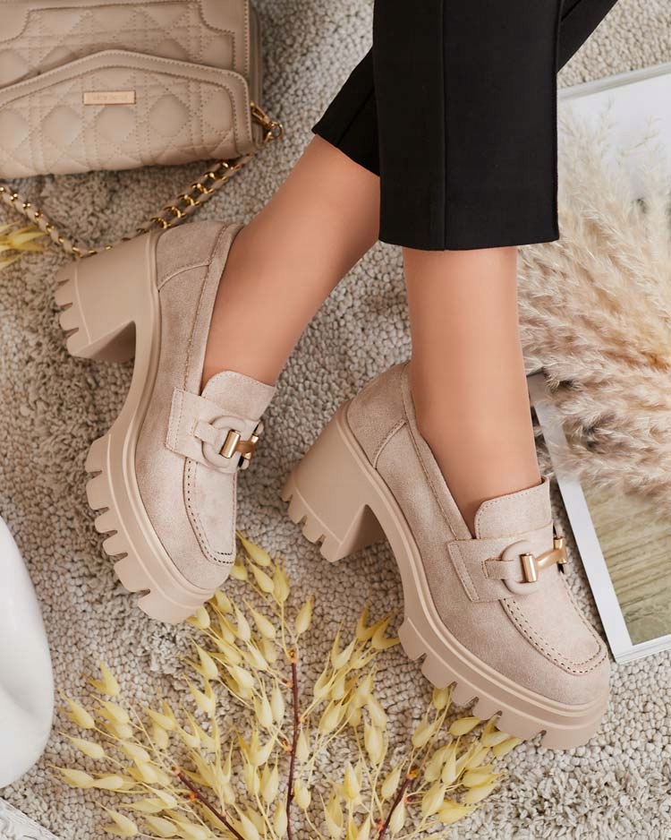 BEŻOWE MOKASYNY DAMSKIE NA SŁUPKU TIVILI 39 Płeć kobieta