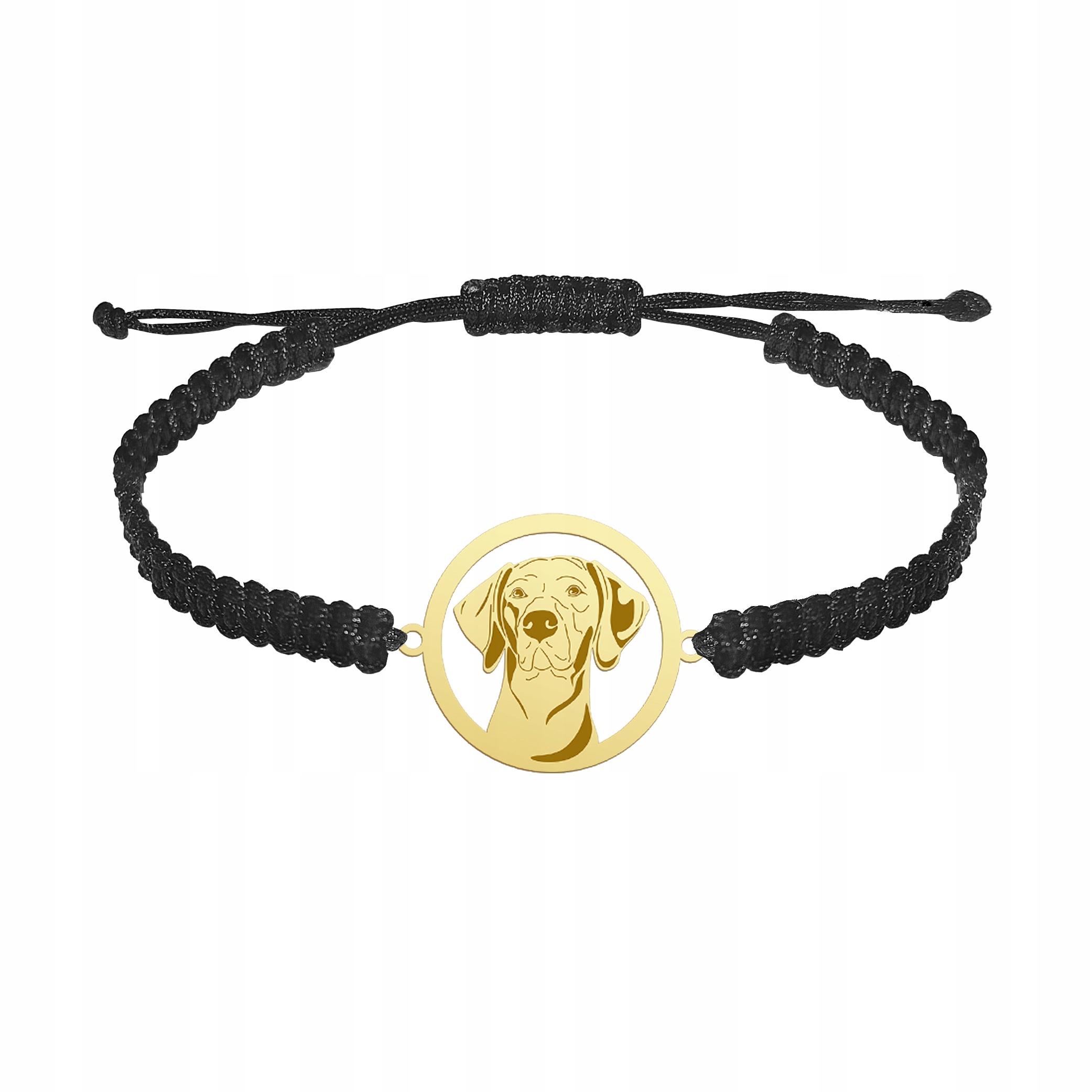 Zlatý náramek s psem Uherský krátkosrstý 925 Makramé Gravírování