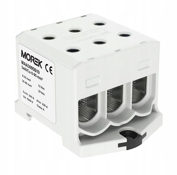 Kolejnicová spojka 6-95mm2 šedá 6 otvor Al/cu 1000V TH35 1P MAA3095A10 Morek
