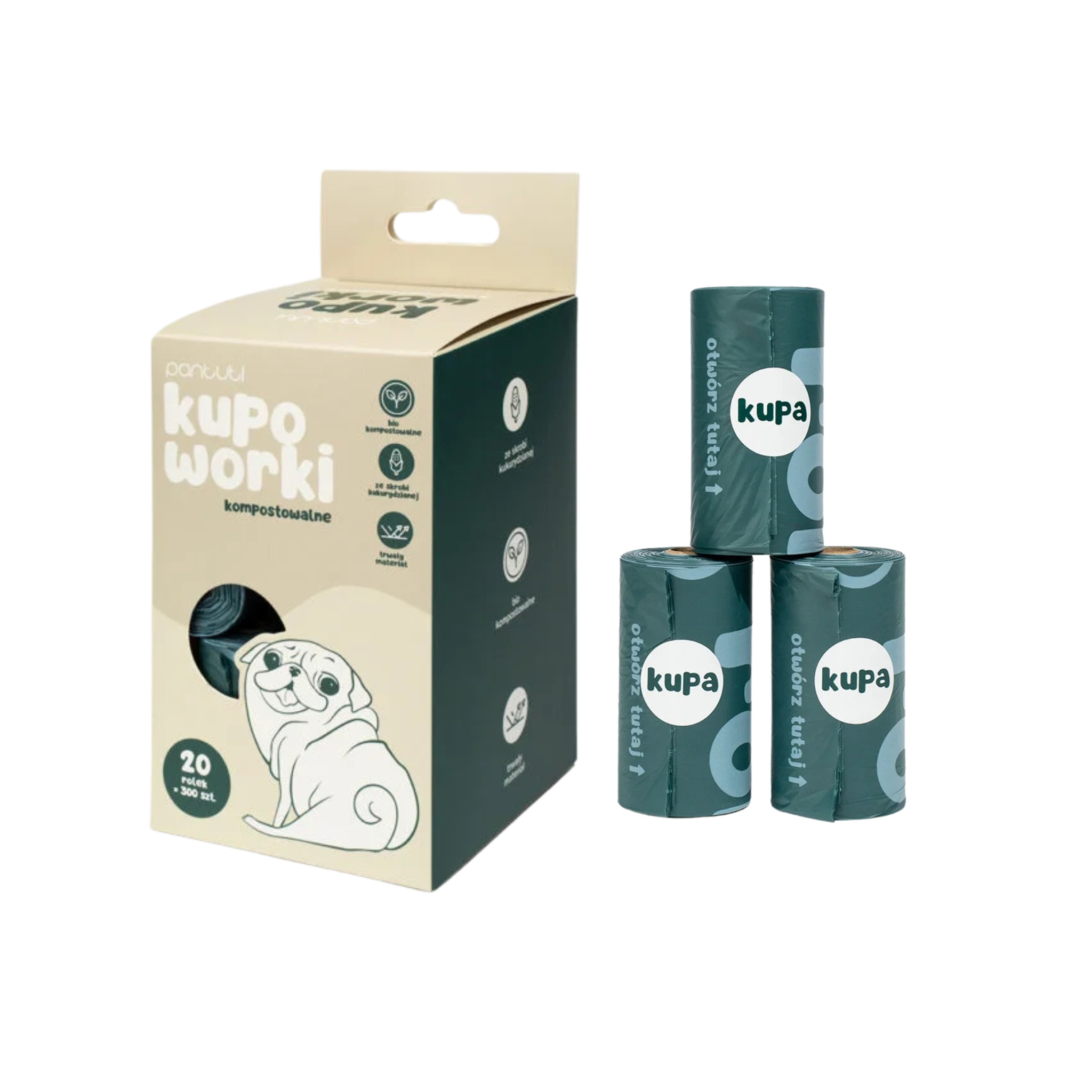 Levně Kompostovatelné sáčky na psí exkrementy No to Klops 20 rolí 300 kusů