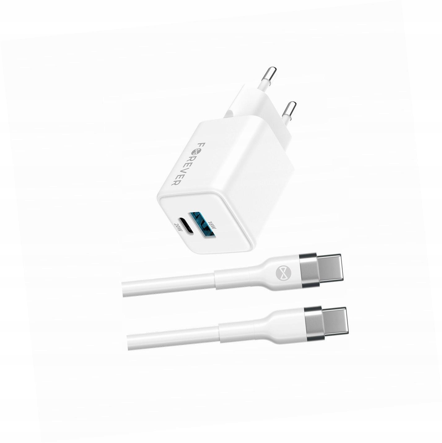 Szybka ładowarka GaN 20W 2 wejścia Usb i Usb-c z kablem do Samsung S21 Fe