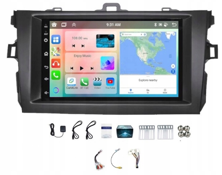 Rádio Navigace Gps Android Bt Toyota Corolla 2006-2013 Carplay 4GB 64GB